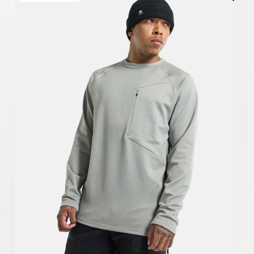 Burton Multipath Grid Crewneck Fleece Large Light Gray Men Large